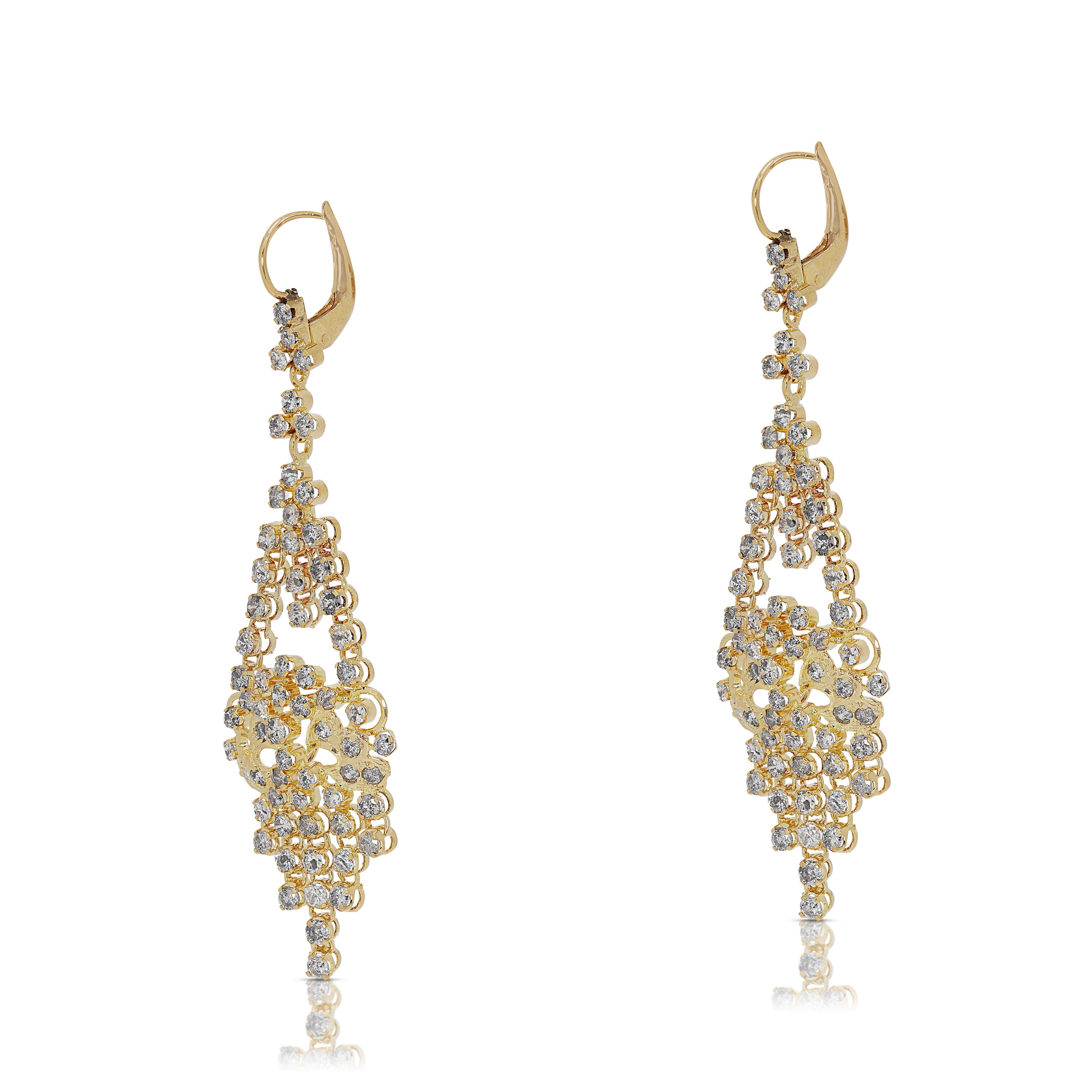 Radiant 3 carats and 30 points Natural Diamond Drop Earrings in 18K ...