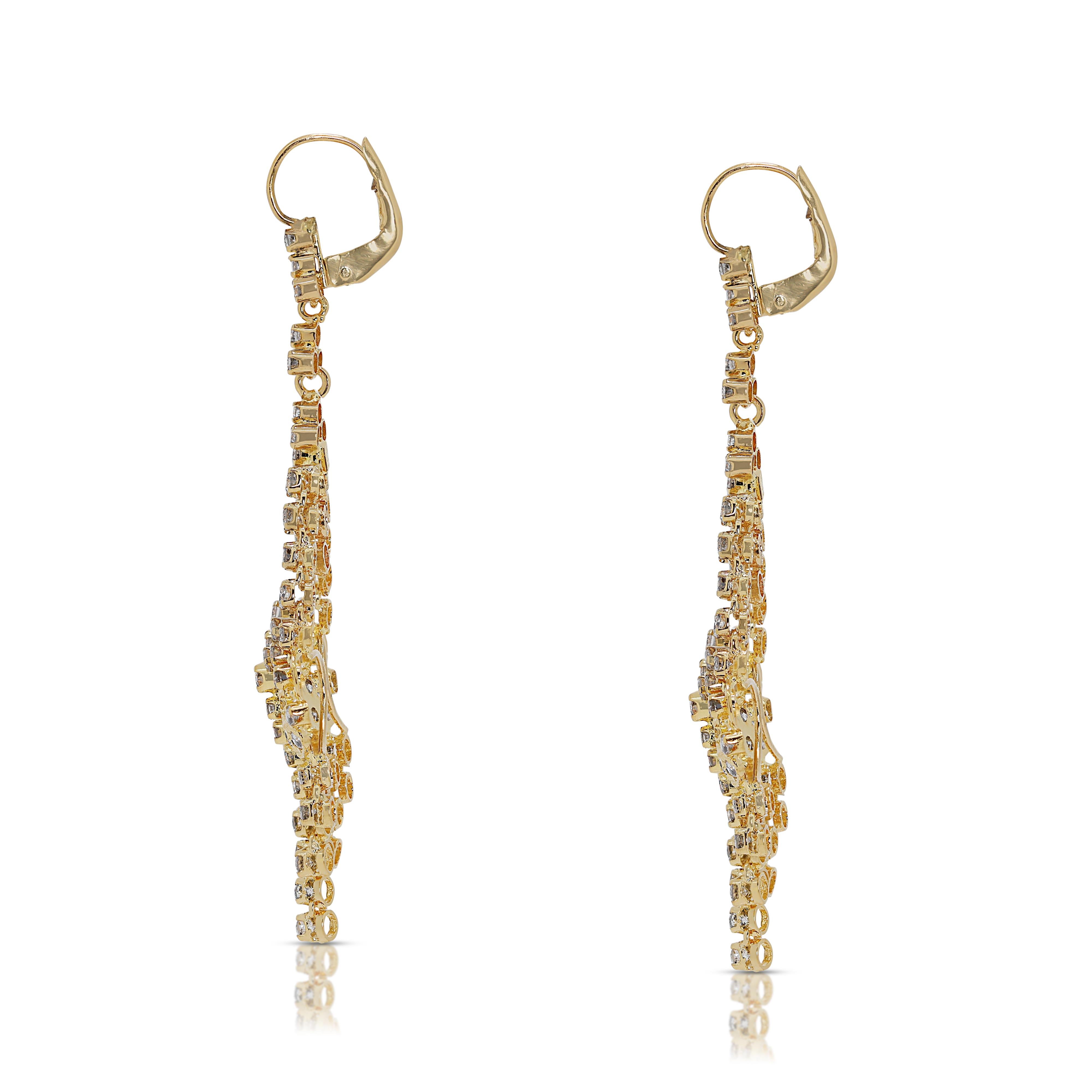Radiant 3 carats and 30 points Natural Diamond Drop Earrings in 18K ...