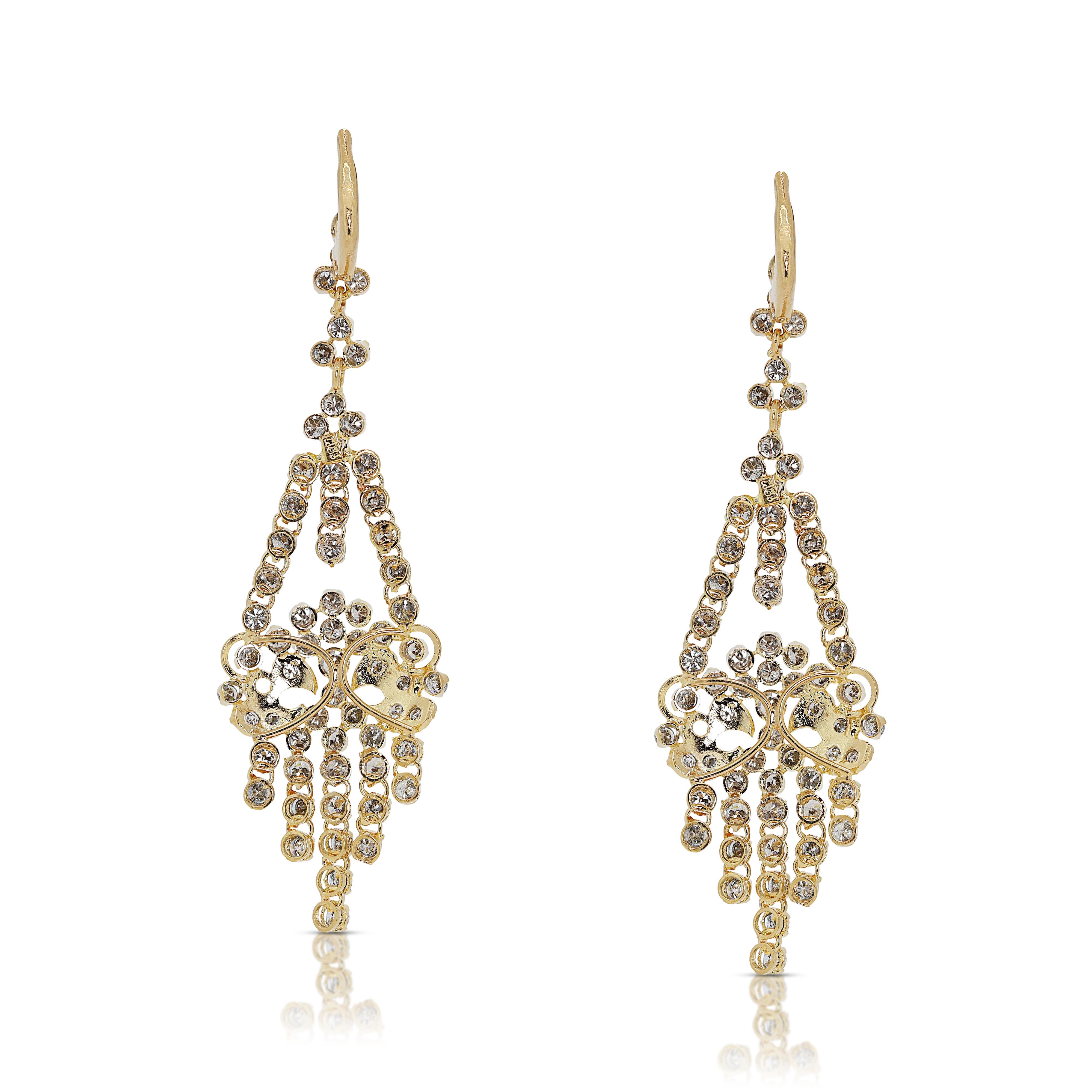 Radiant 3 carats and 30 points Natural Diamond Drop Earrings in 18K ...