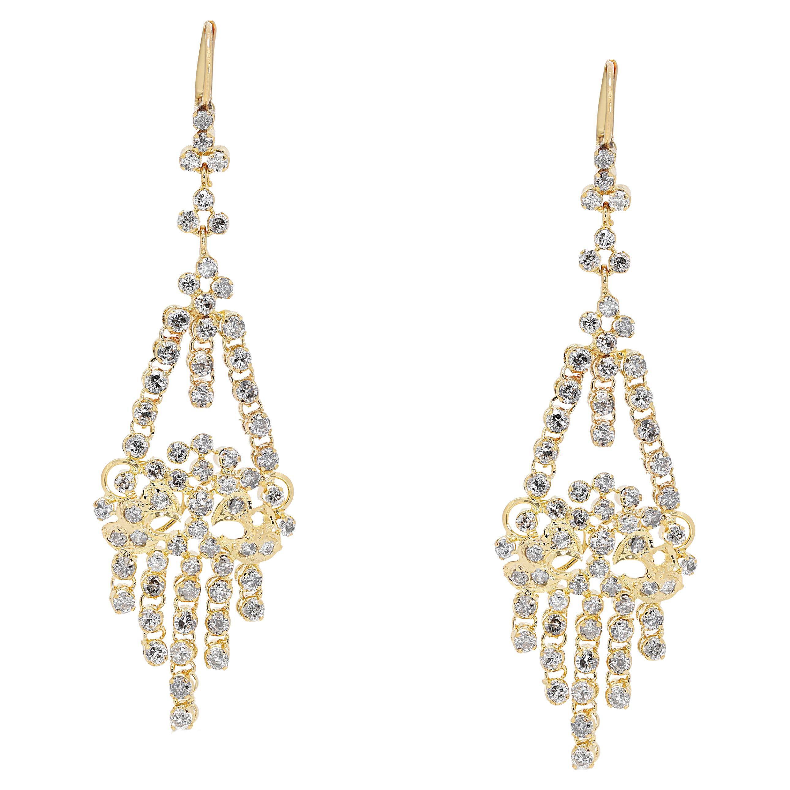 Radiant 3 carats and 30 points Natural Diamond Drop Earrings in 18K ...