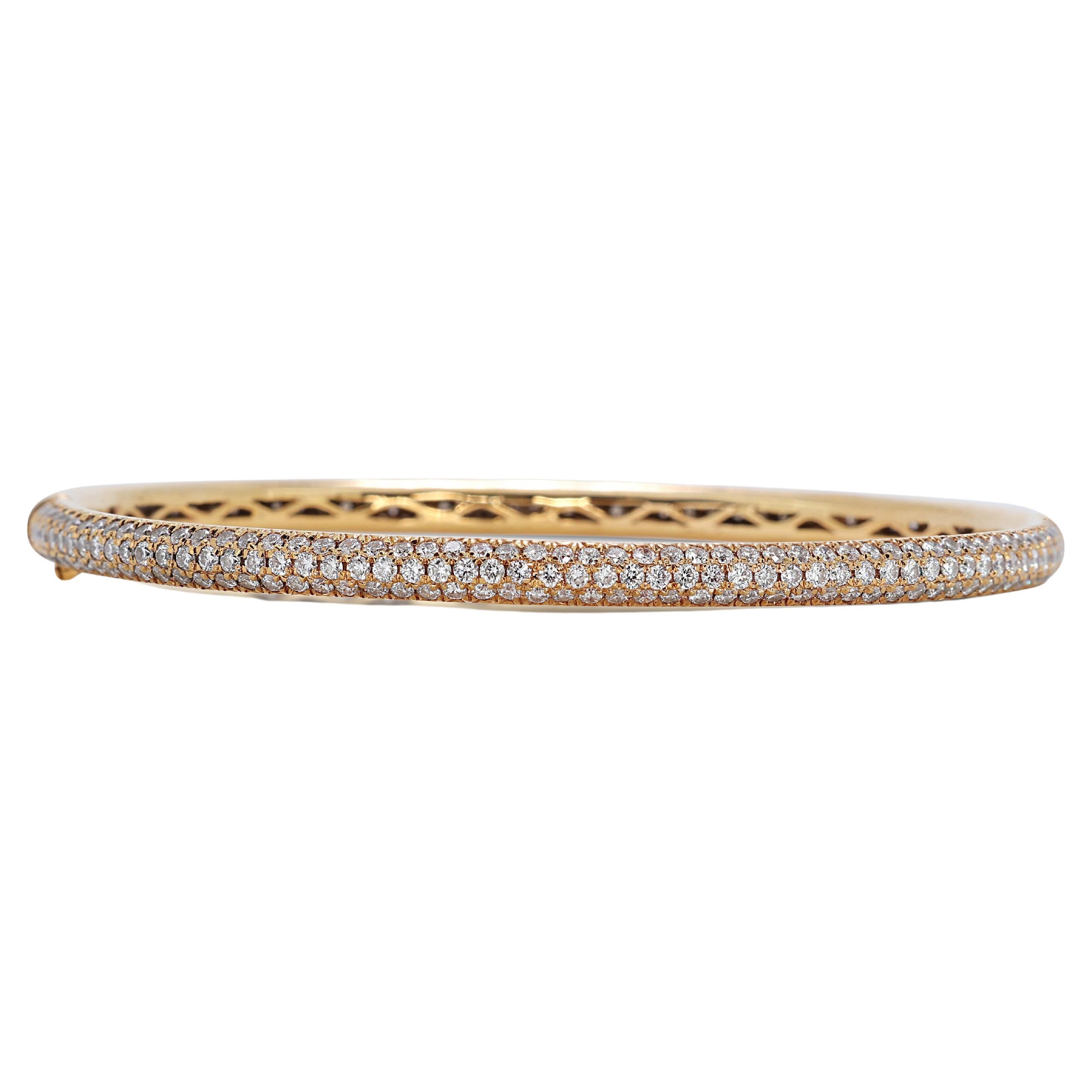 Radiant 3.78ct Diamonds Bangle in 18K Yellow Gold  For Sale