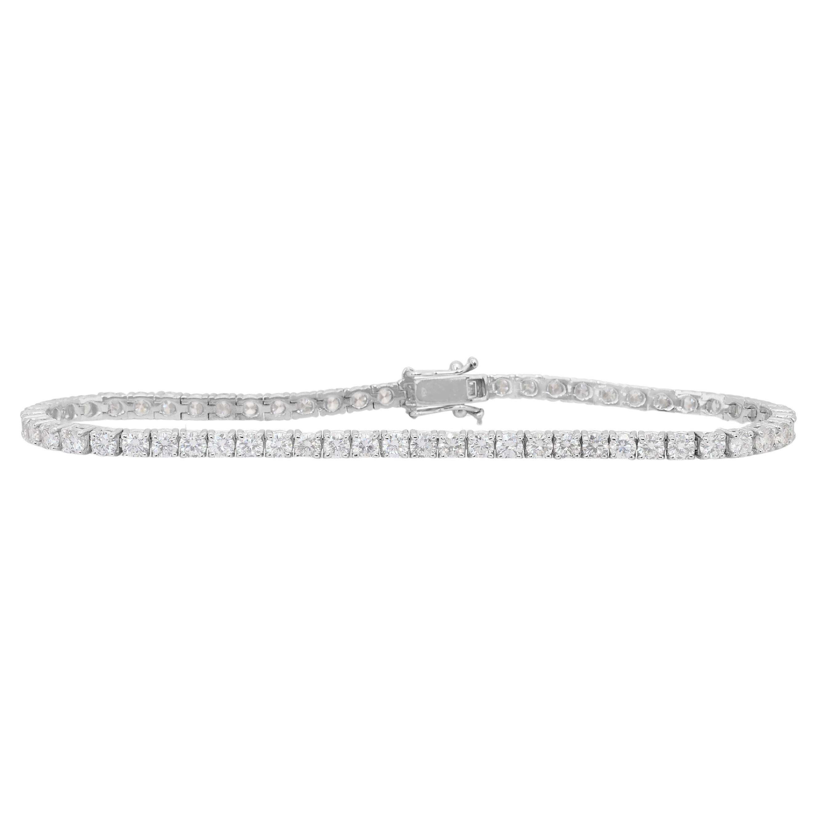 Radiant 5.55ct Diamonds Tennis Bracelet in 18k White Gold - IGI Certified