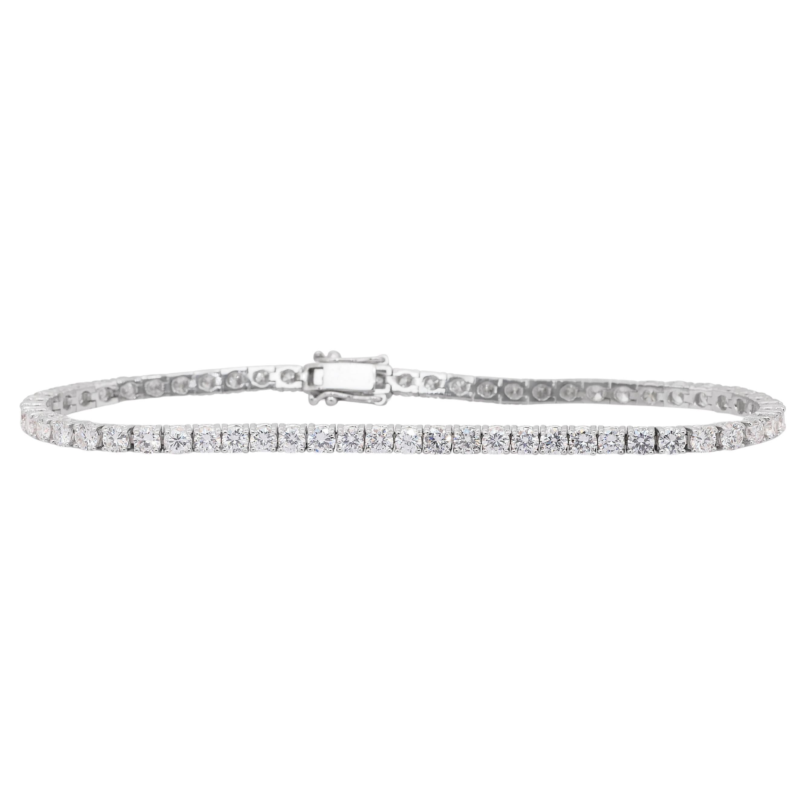 Brazalete de tenis con diamantes radiantes de 5,60 ct en oro blanco de 18 quilates - Certificado IGI