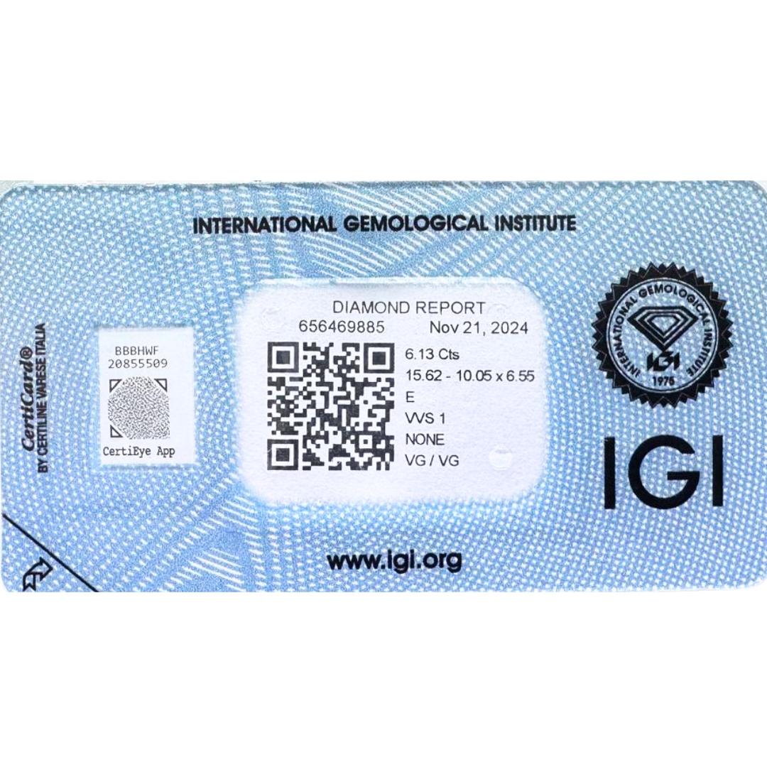 Radiant 6,13 Karat birnenförmiger natürlicher Diamant - IGI-zertifiziert im Angebot 2