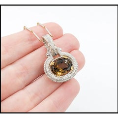 Radiant Amber Spinel & Diamond Pendant in 18k Two-Tone Gold