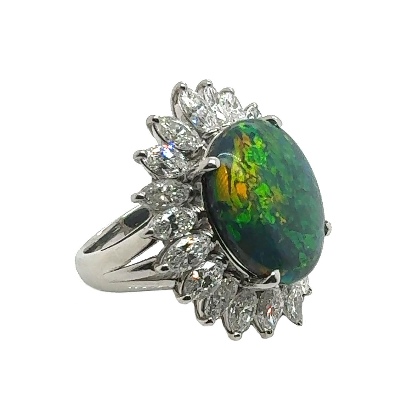 Radiant Aurora Schwarzer Opalring (Moderne) im Angebot