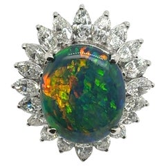 Radiant Aurora Black Opal Ring