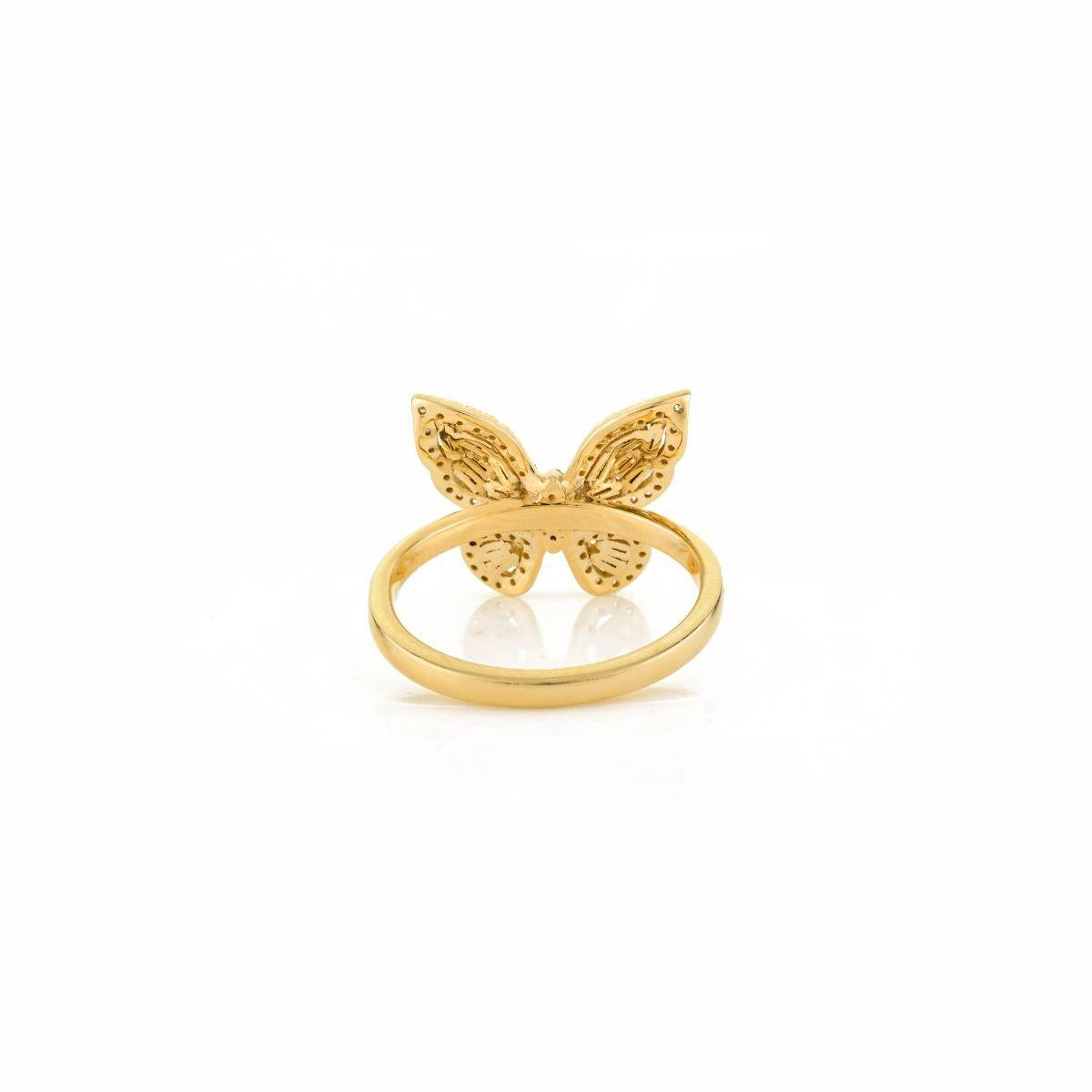 in vendita:  Anello a farfalla in oro giallo 18k con diamanti radianti a baguette, perfetto regalo di lusso 5
