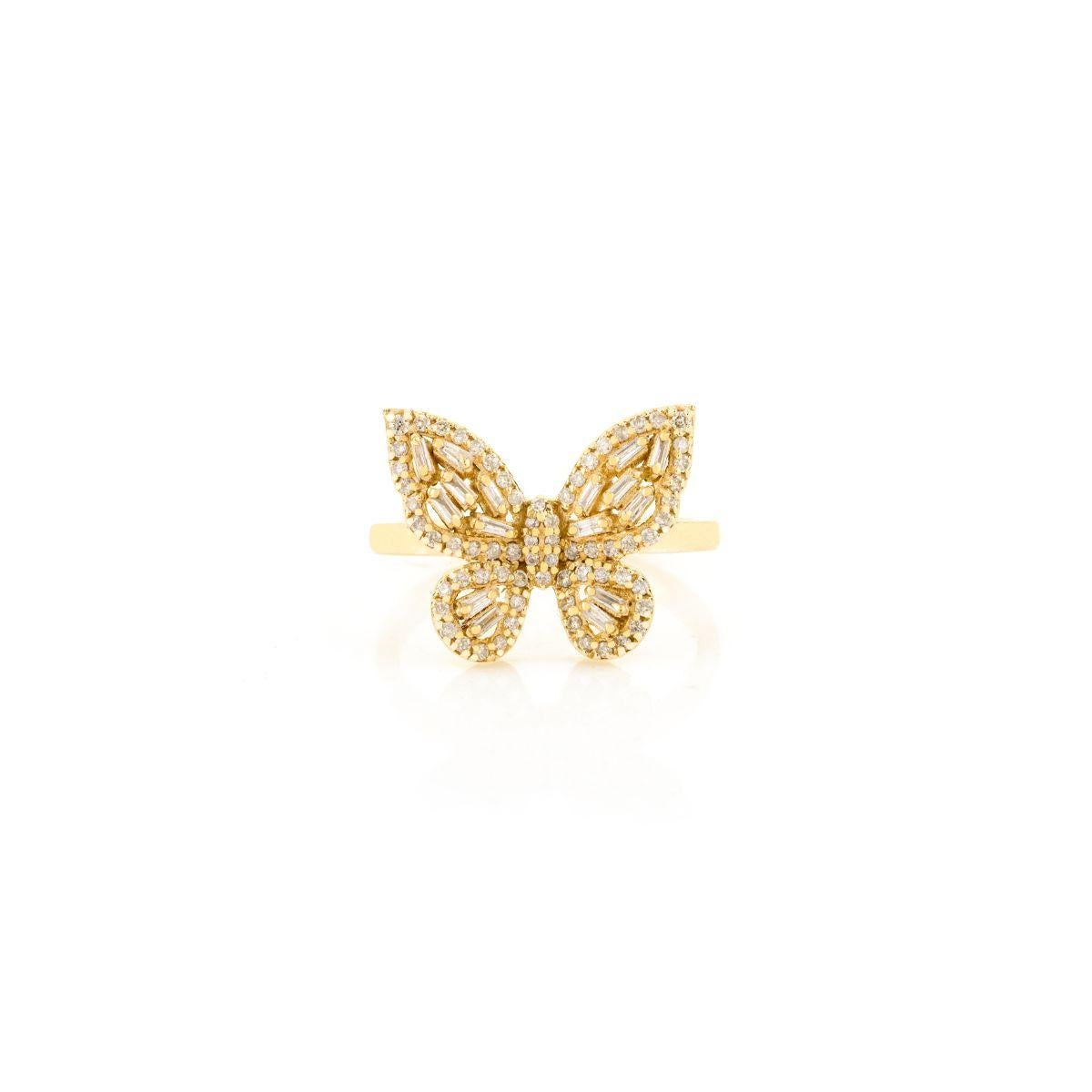 in vendita:  Anello a farfalla in oro giallo 18k con diamanti radianti a baguette, perfetto regalo di lusso 8