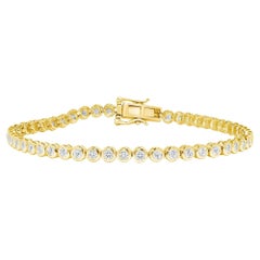 Radiant Bezel Set Round Diamond 14K Gold Tennis Bracelet