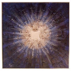 Radiants blaues Gemälde, gerahmt