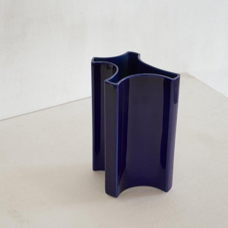 Vaso blu radioso di Angelo Mangiarotti per Fratelli Brambilla Milano In condizioni buone in vendita a Meer, VAN
