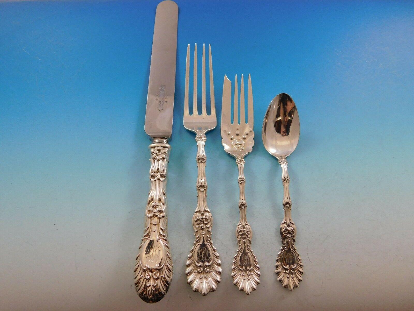 Radiant by Whiting Sterling Silver Flatware Set Dinner for 12 Service 116 Pieces In Excellent Condition In Big Bend, WI