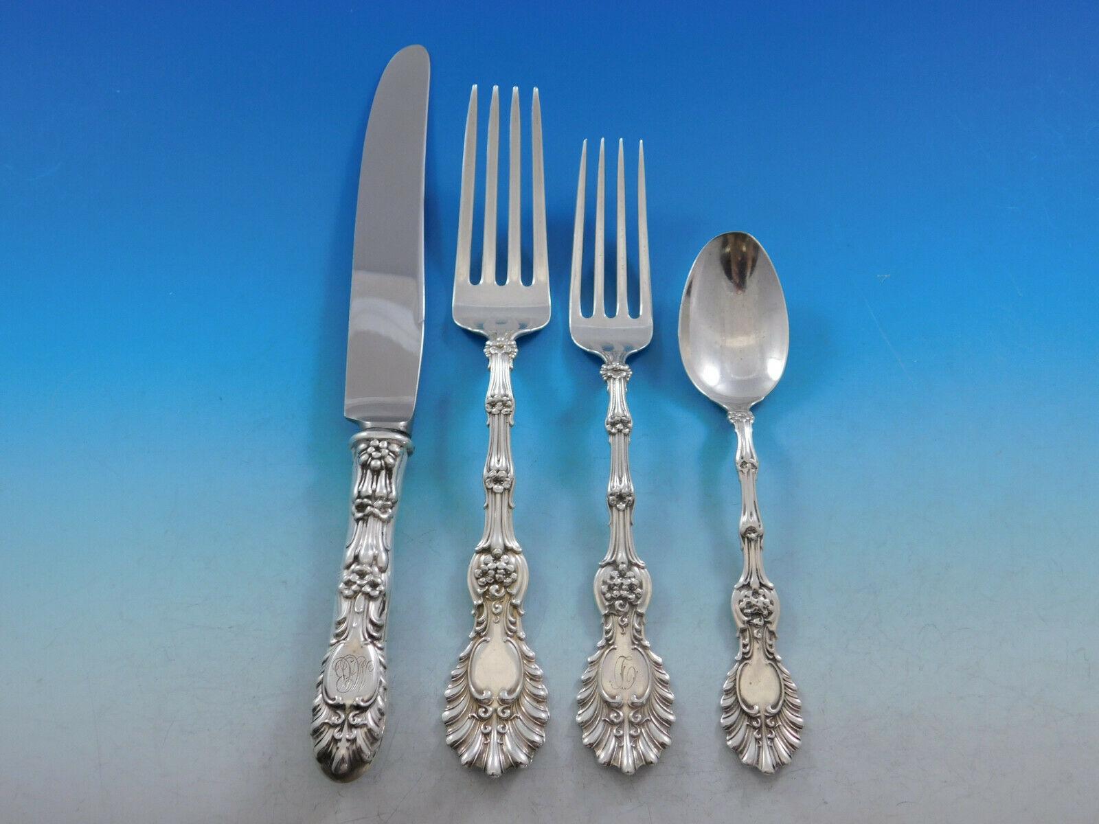 Radiant by Whiting Sterling Silver Flatware Set for 6 Service 63 Pieces In Excellent Condition In Big Bend, WI