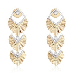 Radiant Cascade 14K (oder 18k auf Anfrage) Gelbgold Diamond Statement Ohrringe