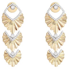 Radiant Cascade 14K (oder 18k auf Anfrage) Gelbgold Diamond Statement Ohrringe