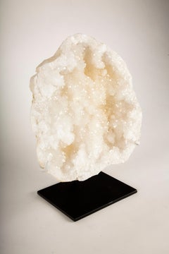 Radiant Celestite Quartz Crystal Specimen on Custom Black Stand