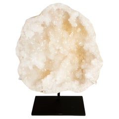 Radiant Celestite Quartz Crystal Specimen on Custom Black Stand