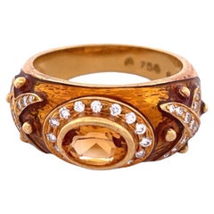 Bague en or 18K avec citrine rayonnante