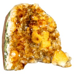 Radiant Citrine Cluster with Madeira Citrine Druzy and Galaxy Druzy on Calcite