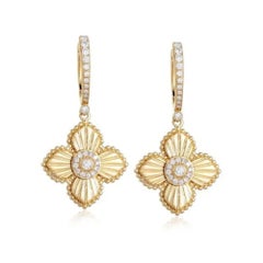 Radiant Clover 14K (or 18k upon request) Yellow Gold Diamond Drop Earrings