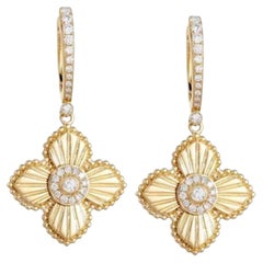 Radiant Clover 14K (or 18k upon request) Yellow Gold Diamond Drop Earrings
