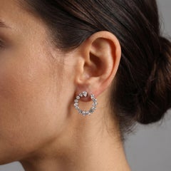 2.50ct Mixed-Cut Diamond 18K White Gold Cluster Circle Earrings