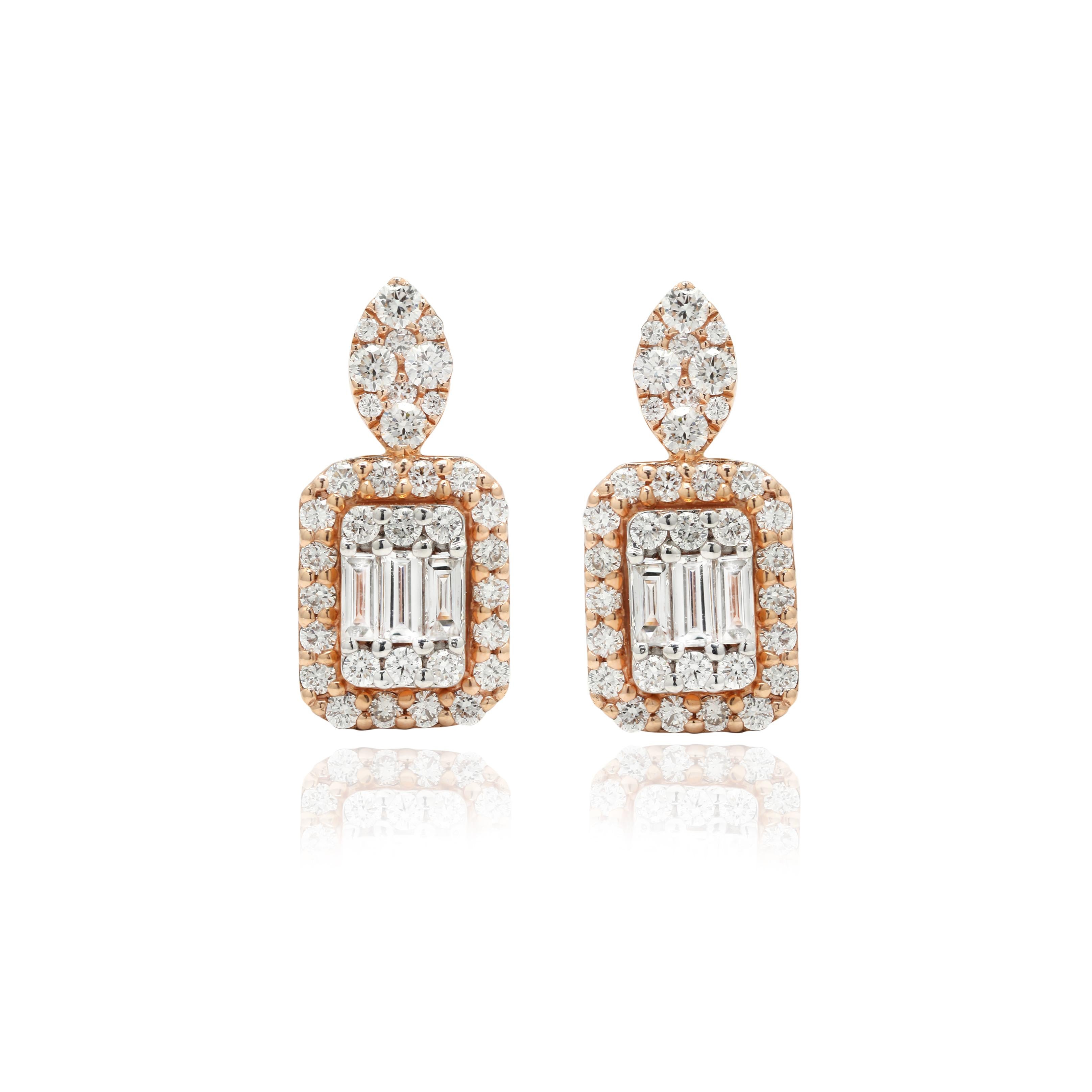 Studs create a subtle beauty while showcasing the illuminating diamonds making a statement. These gorgeous earrings will effortlessly make you stand out. 
Round Cut Diamond Stud Earrings in 14K gold. Embrace your look with these stunning pair of