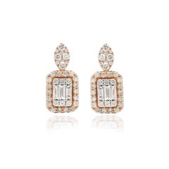Radiants Clustered Diamanten-Ohrstecker aus 14 Karat Roségold mit Clip