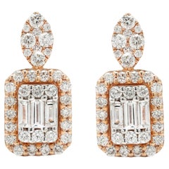 Radiant Clustered Diamonds Clip-On Stud Earrings in 14 Karat Rose Gold 