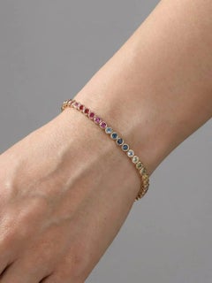 Radiant Colour Bracelet tennis en or jaune 14K (sur mesure) avec pierres précieuses