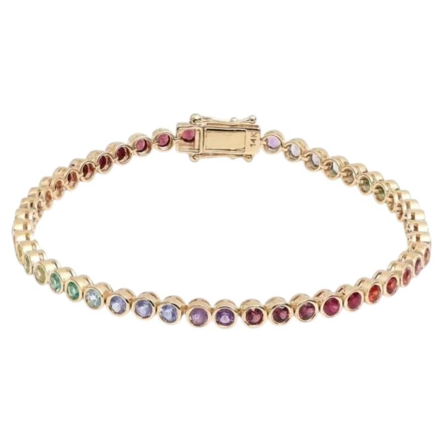 Radiant Colour Bracelet tennis en or jaune 14K (sur mesure) avec pierres précieuses en vente