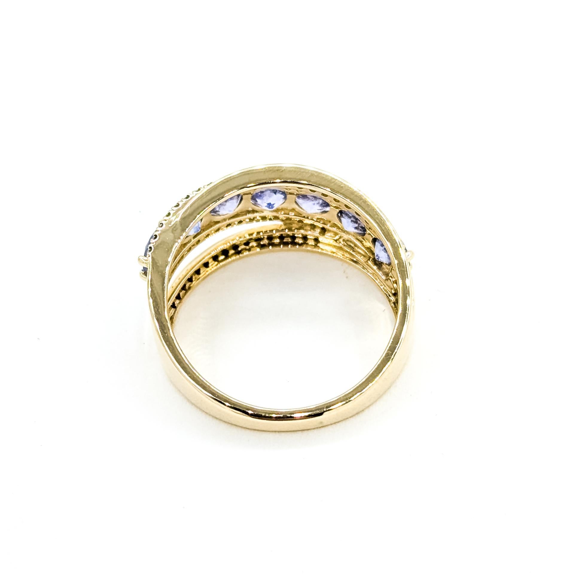 Radiant Crossover Tansanit & Diamant Ring in 14k im Angebot 4