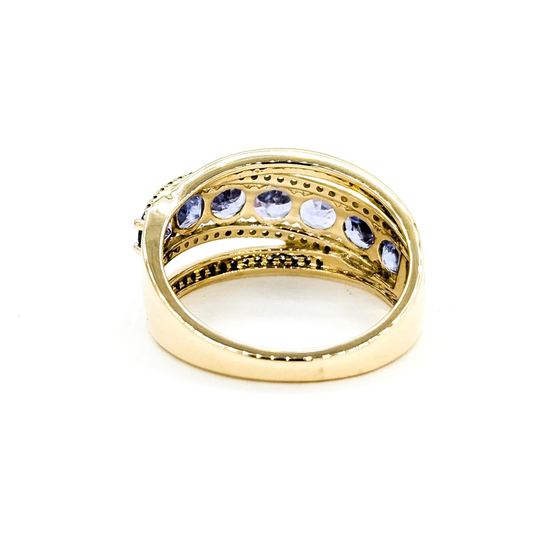 Radiant Crossover Tansanit & Diamant Ring in 14k im Angebot 2