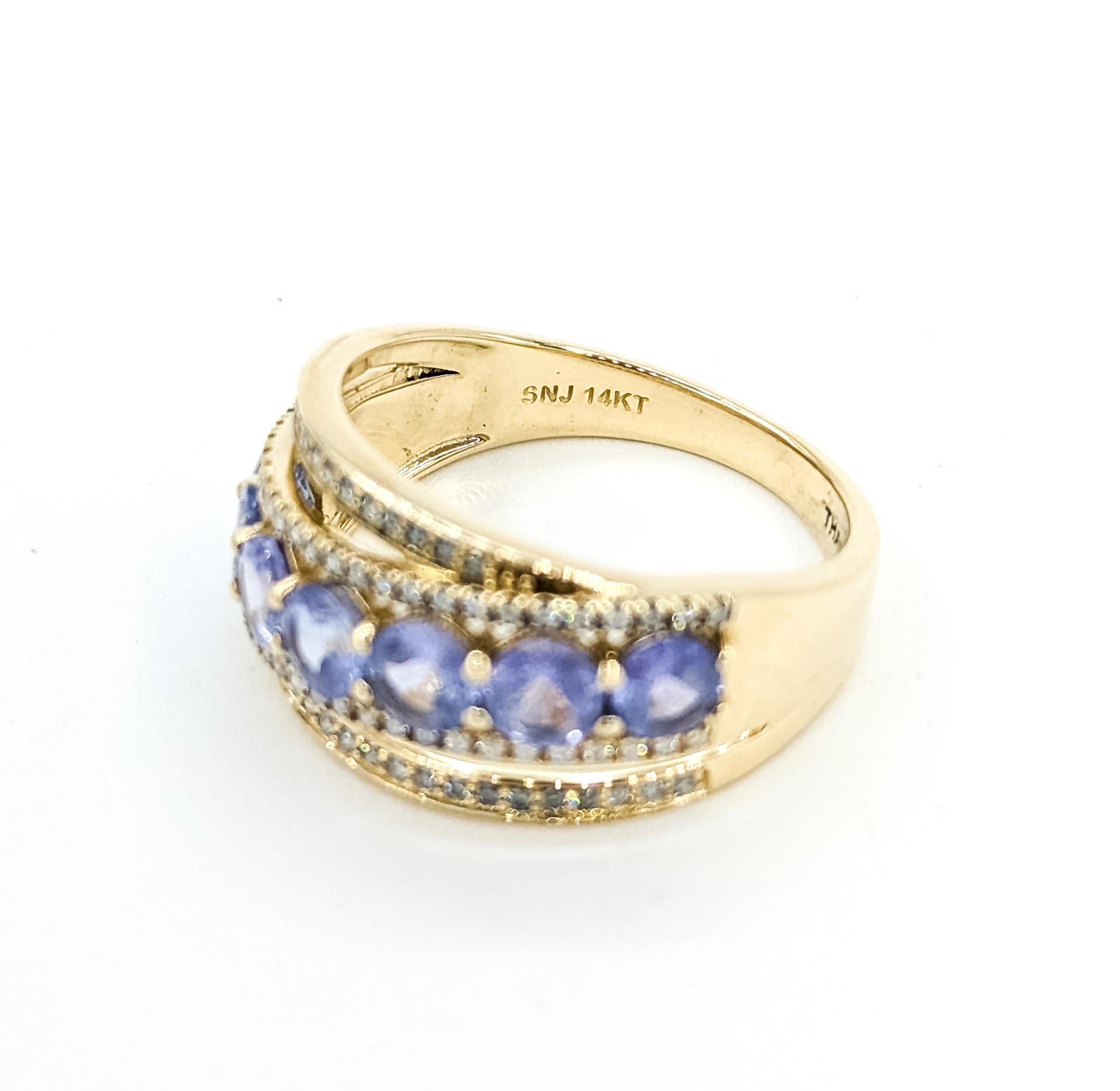 Radiant Crossover Tansanit & Diamant Ring in 14k im Angebot 3