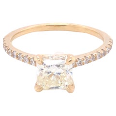 Radiant Cut 1.23 Carat Center Stone Diamond Engagement Ring, 14k Yellow Gold