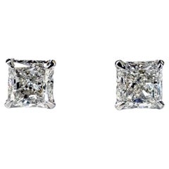 Radiant-cut 3-carat Total Weight Diamond Stud Earrings in Platinum GIA Certified