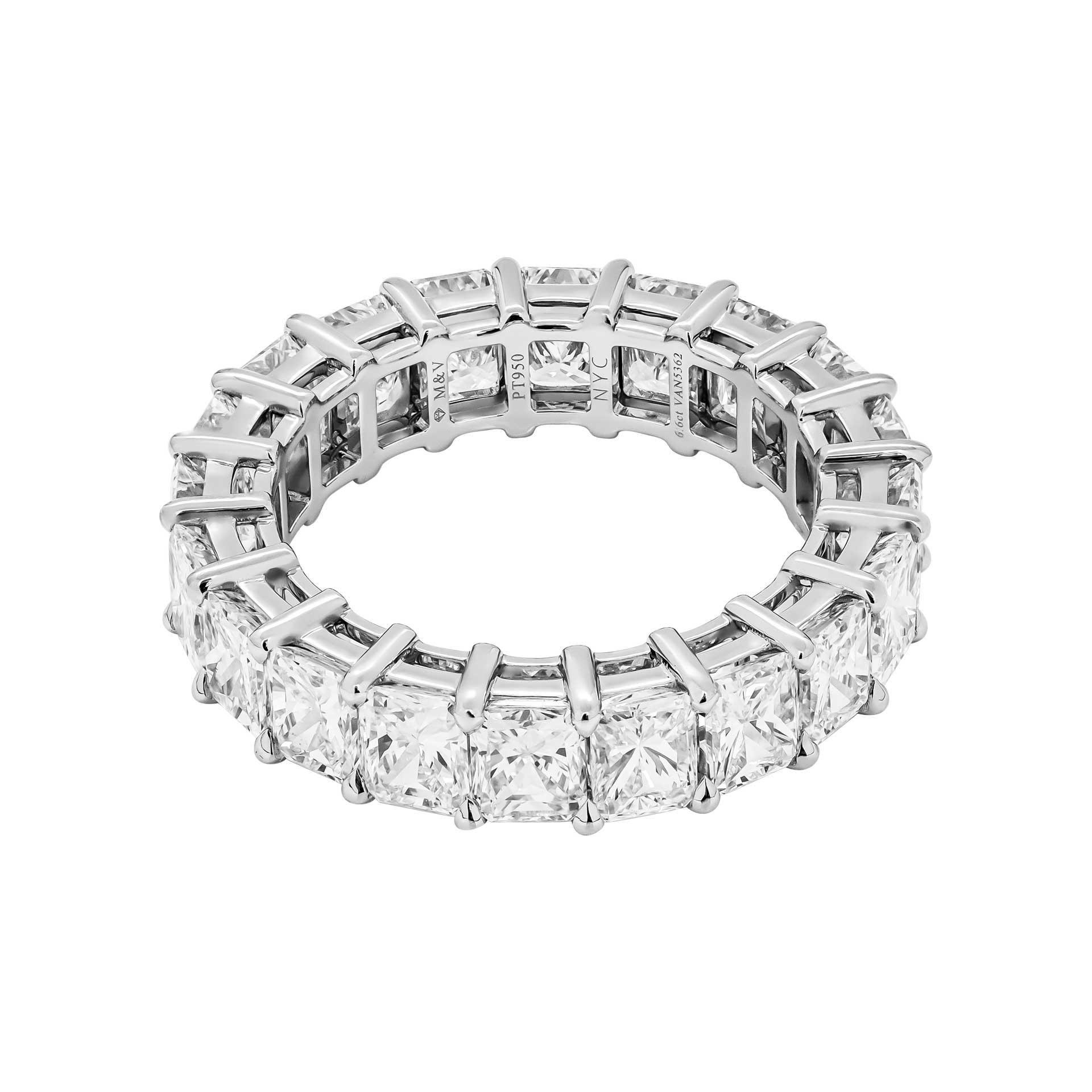 Modern Radiant Cut Anniversary Band in Platinum 6.60 Carat, '0.33ct Each' For Sale