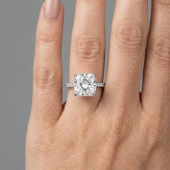 Radiant Cut Diamond 18K Gold Pave Band Solitaire Ring