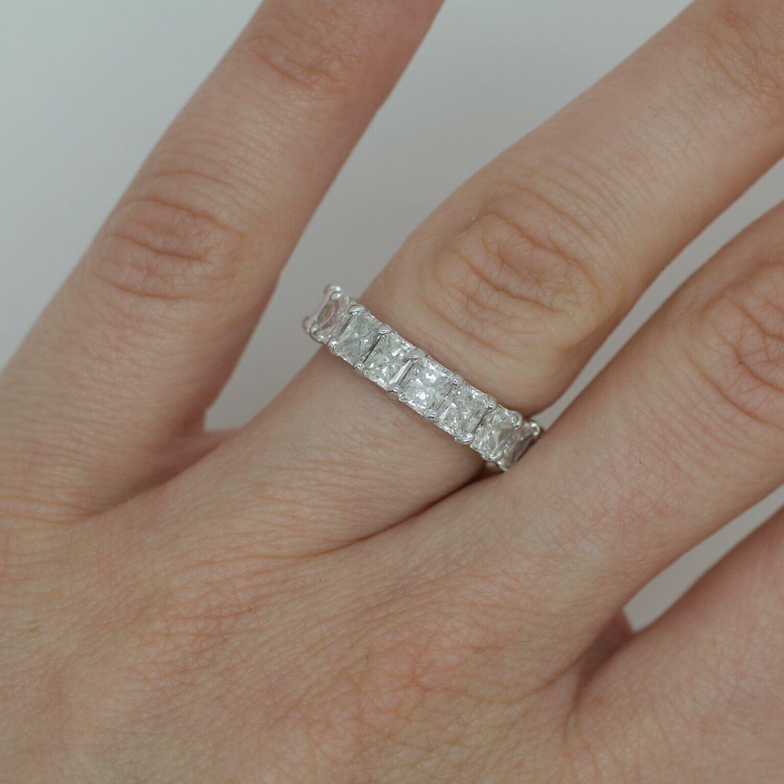 Radiant Cut Diamond 5.67cts. Eternity Ring Set in 14k White Gold For Sale 1