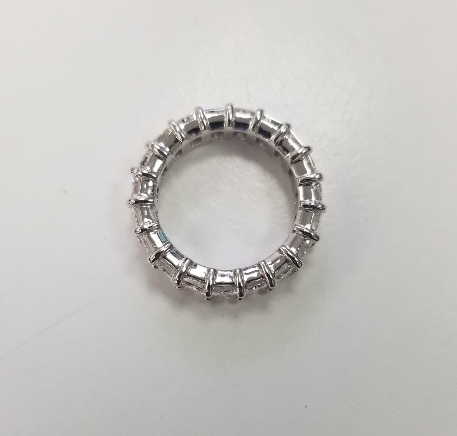 Modern Radiant Cut Diamond 6.03cts. Eternity Ring Set in 14k White Gold For Sale
