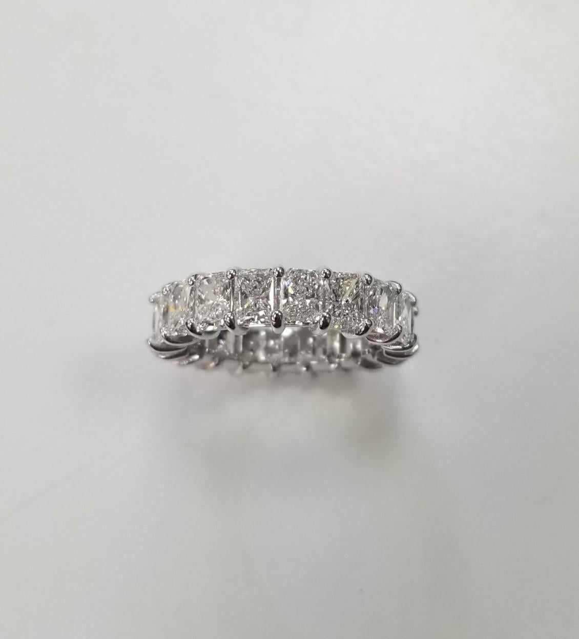 Radiant Cut Diamond 6.03cts. Eternity Ring Set in 14k White Gold In New Condition For Sale In Los Angeles, CA