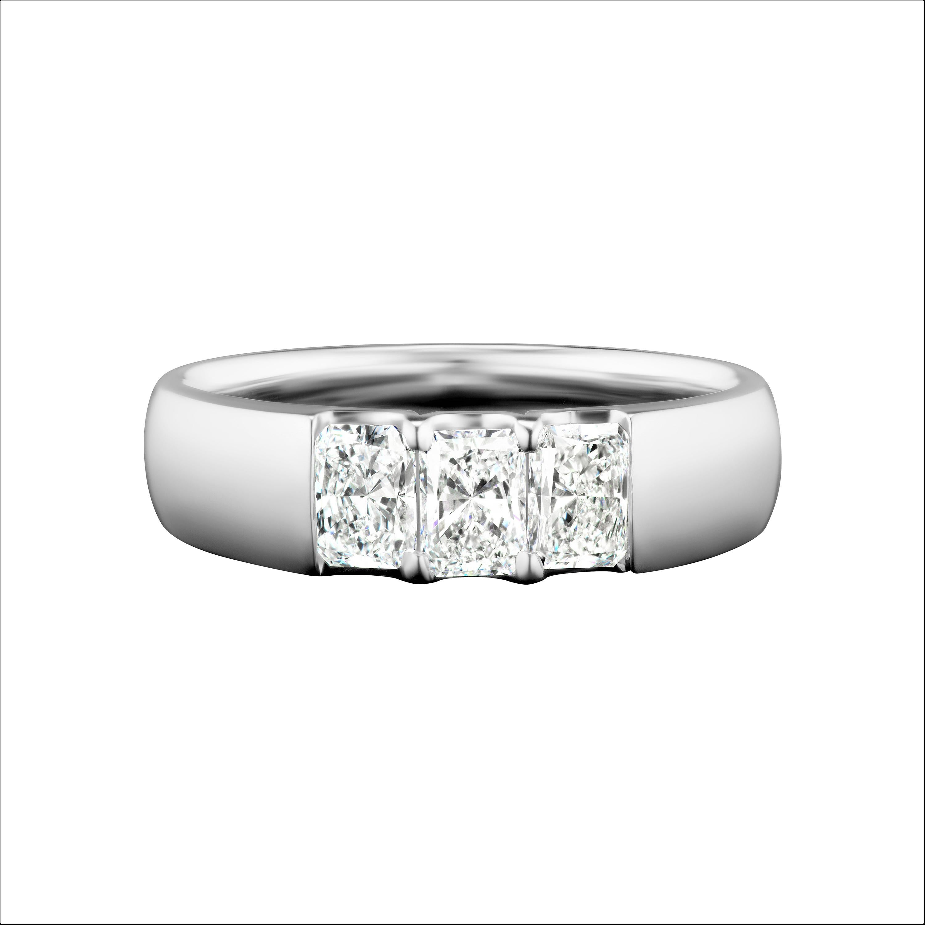 Radiant Cut Diamond Anniversary Ring in 14 Karat White Gold For Sale