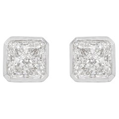 Boucles d'oreilles en diamants taille radiant de plus de 5 carats chacune