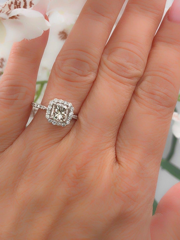 Radiant Cut Diamond Engagement Ring 1 70 Carat Halo Design Radiant Cut Diamond Engagement Ring 1 70 Carat Halo Design