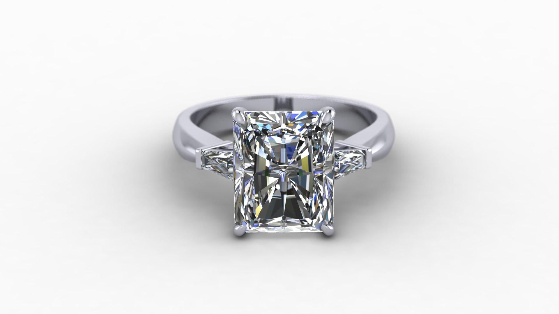 1 Carat Radiant Cut Diamond Engagement Ring In New Condition For Sale In London, GB