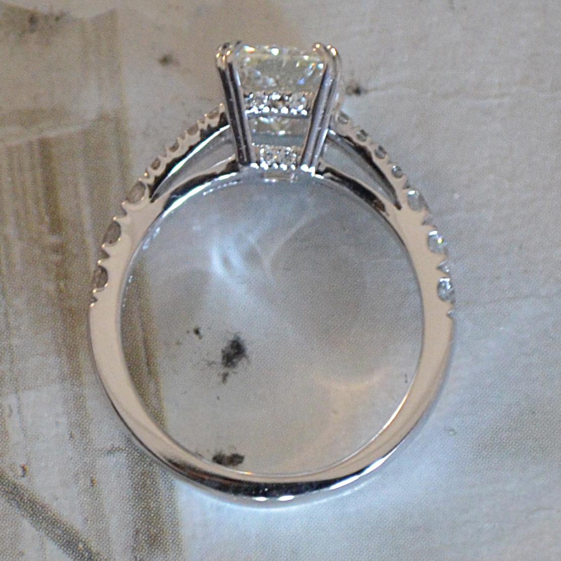 Contemporary Radiant Cut Diamond Engagement Ring, Split Shank 1.5 Center, 2.1 Carat For Sale