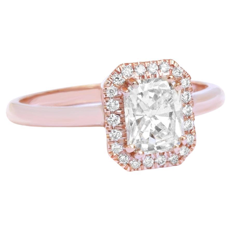 Radiant Cut Diamond Halo Engagement Ring - "Radiant soul" For Sale