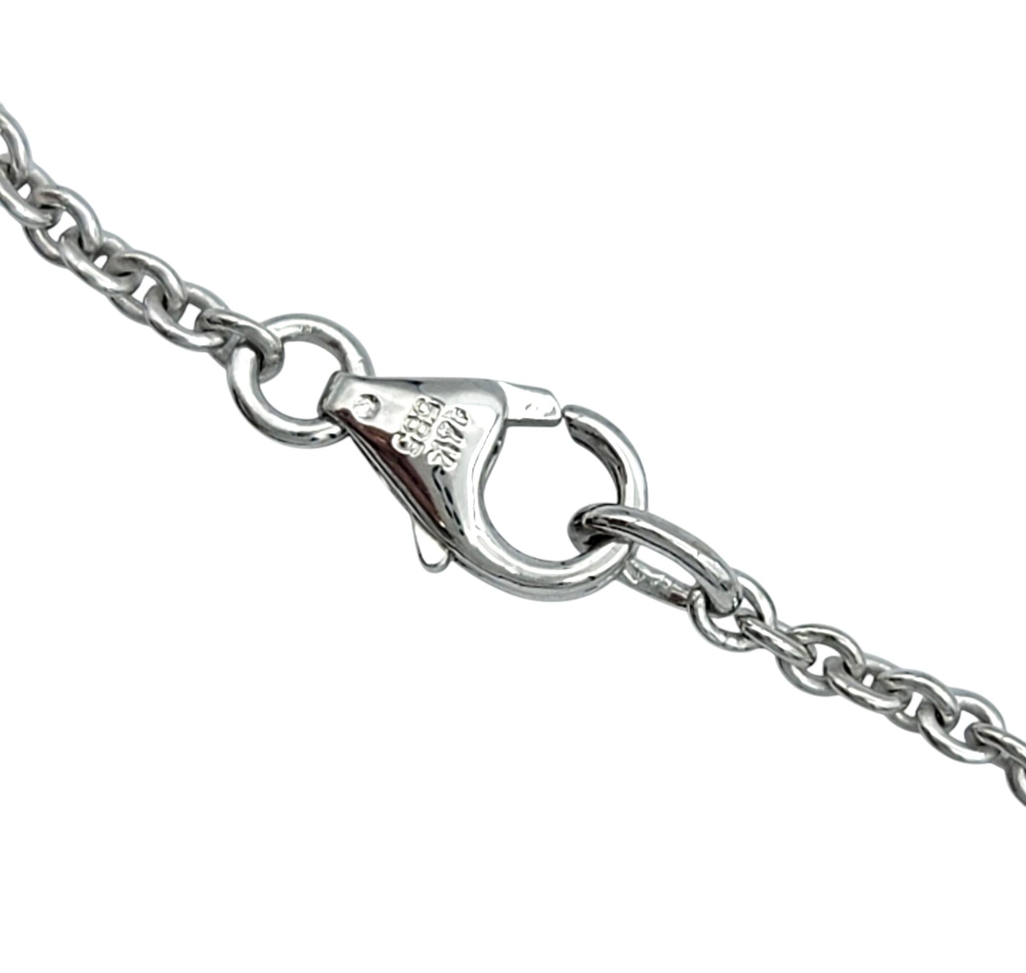 Collier station de style Lariat en or blanc 14 carats avec diamants taille radiant en vente 1