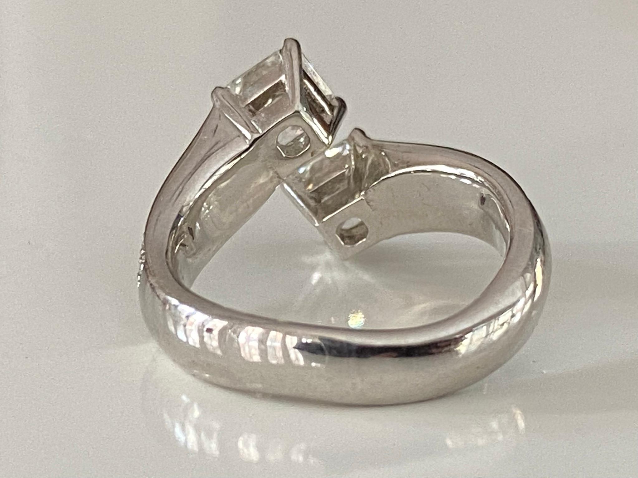 Radiant Cut Diamond Pave Bypass Ring In New Condition For Sale In Denver, CO